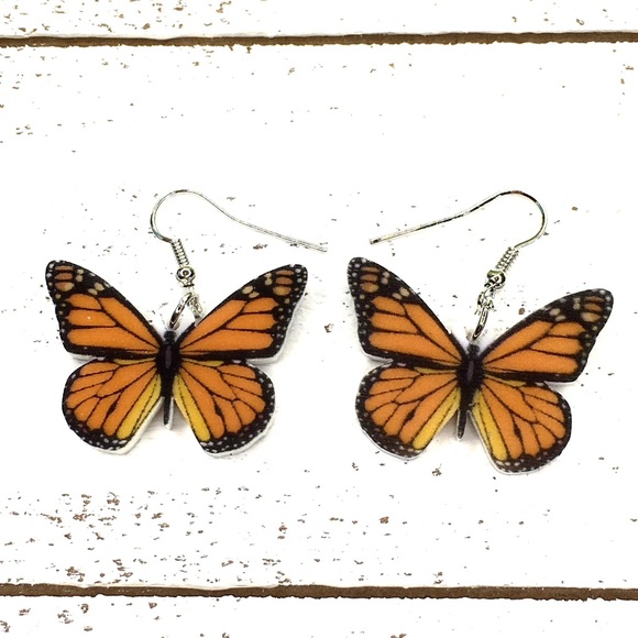 Monarch Butterfly Acrylic Earrings - Picture 3 of 8